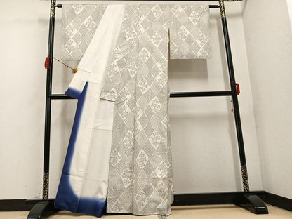 平和屋着物●本場大島紬　白大島　一元絣　正絹　逸品　AABC9304ph