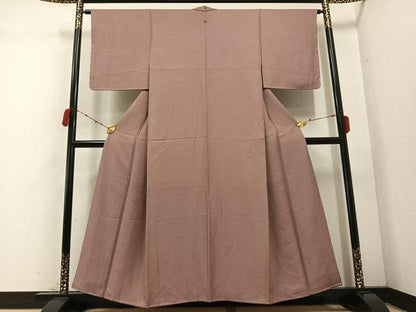 平和屋着物●上質な色無地 風景草花地紋 梅染色 正絹 逸品 未使用 AABC9326ph