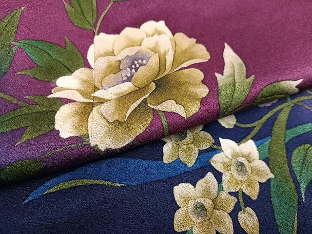 平和屋着物●染色作家 斉藤三才 訪問着 花蝶文 暈し染め 金彩 正絹 逸品 未使用 AABC9328ph