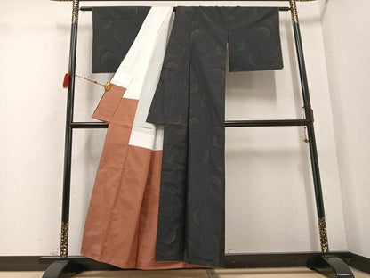 平和屋着物●本場大島紬　雪輪文　正絹　逸品　AABC9330ph