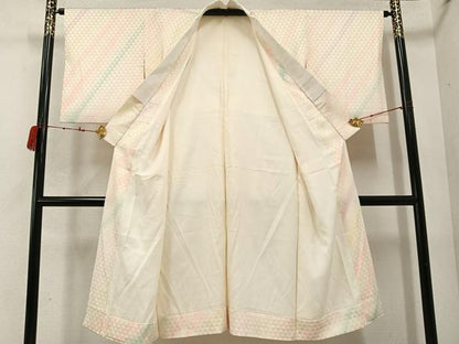 平和屋着物●長襦袢　袷　斜縞　正絹　逸品　AABC9338ph