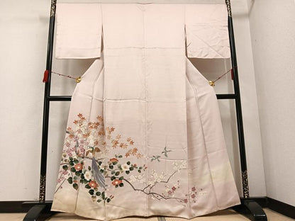 平和屋着物●色留訪問着 花鳥文 暈し染め 金糸 正絹 逸品 AABC9348ph