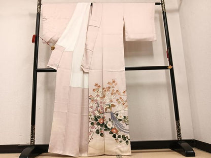 平和屋着物●色留訪問着 花鳥文 暈し染め 金糸 正絹 逸品 AABC9348ph