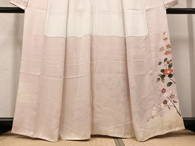 平和屋着物●色留訪問着 花鳥文 暈し染め 金糸 正絹 逸品 AABC9348ph