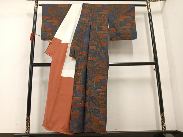 平和屋着物●本場大島紬 一元7マルキ 草花文 正絹 逸品 AABC9357ph