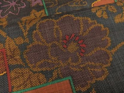 平和屋着物●本場大島紬 一元7マルキ 草花文 正絹 逸品 AABC9357ph