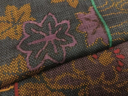平和屋着物●本場大島紬 一元7マルキ 草花文 正絹 逸品 AABC9357ph