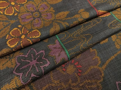 平和屋着物●本場大島紬 一元7マルキ 草花文 正絹 逸品 AABC9357ph