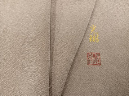 平和屋着物●松尾光琳　色無地　枯色　正絹　逸品　AABC9359ph