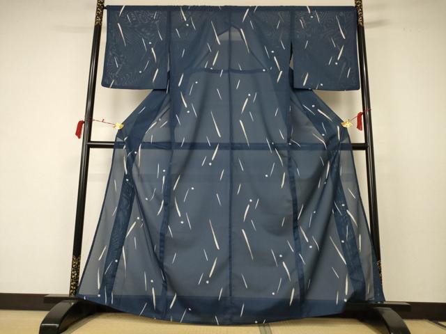 平和屋着物＊夏物 小紋 絽 抽象文様 金彩 洗える着物 AABC9361jd