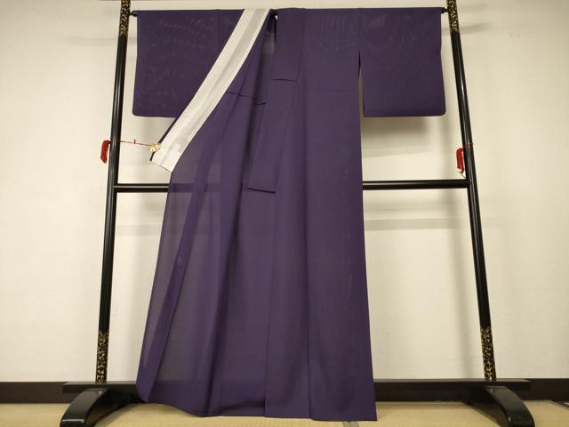 平和屋着物＊夏物 色無地 絽 滅紫色 正絹 逸品 AABC9369jd