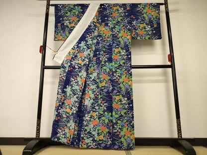 平和屋着物＊夏物 小紋 絽 草花文 正絹 逸品 AABC9370jd