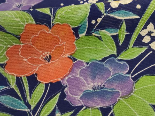 平和屋着物＊夏物 小紋 絽 草花文 正絹 逸品 AABC9370jd