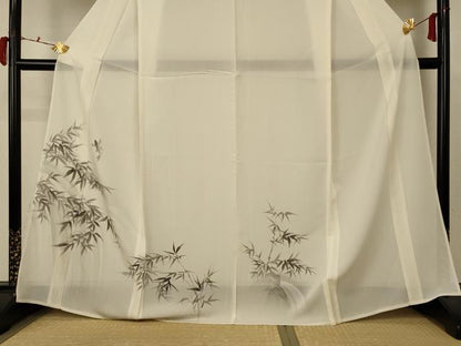 平和屋着物＊夏物 訪問着 絽 笹竹文 魚 正絹 逸品 AABC9371jd