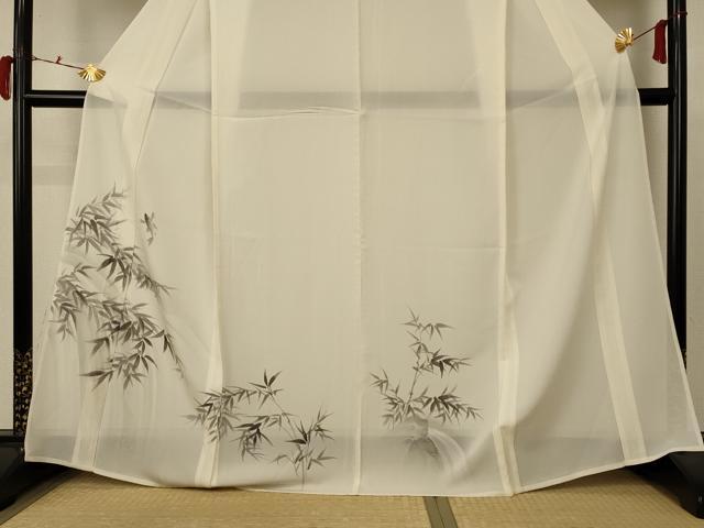 平和屋着物＊夏物 訪問着 絽 笹竹文 魚 正絹 逸品 AABC9371jd