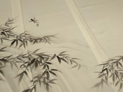 平和屋着物＊夏物 訪問着 絽 笹竹文 魚 正絹 逸品 AABC9371jd