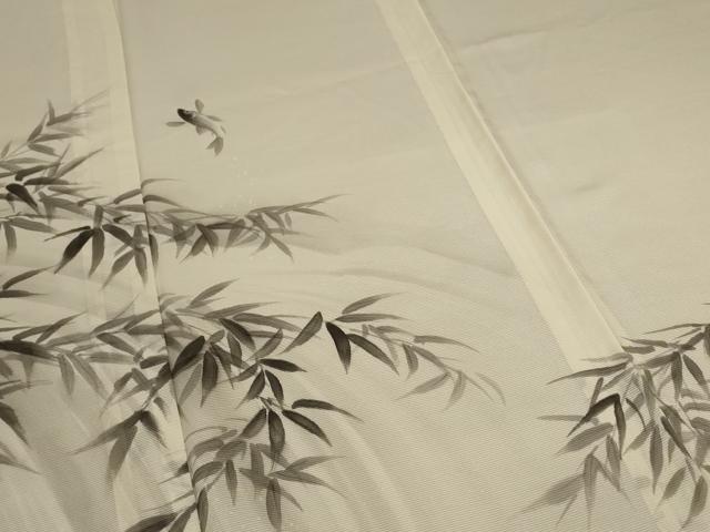 平和屋着物＊夏物 訪問着 絽 笹竹文 魚 正絹 逸品 AABC9371jd