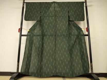平和屋着物＊夏物　小千谷ちぢみ　絣柄　麻　逸品　AABC9372jd
