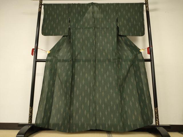 平和屋着物＊夏物　小千谷ちぢみ　絣柄　麻　逸品　AABC9372jd
