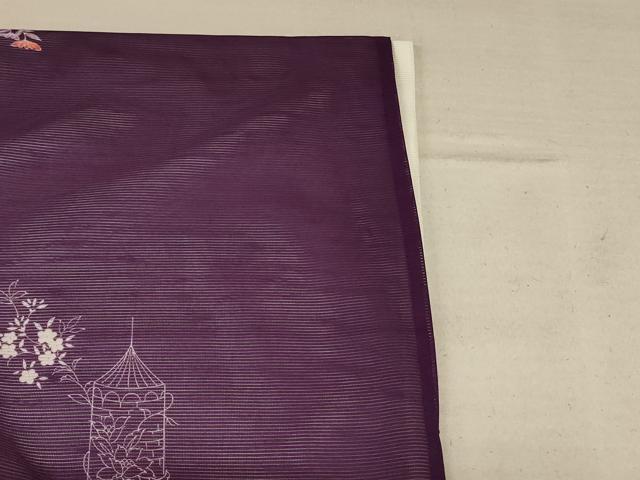 平和屋着物＊夏物 小紋 絽 花蝶文 洗える着物 AABC9373jd
