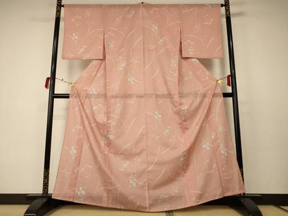平和屋着物＊夏物　小紋　絽　草花文　洗える着物　AABC9374jd