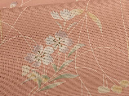 平和屋着物＊夏物　小紋　絽　草花文　洗える着物　AABC9374jd
