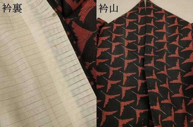 平和屋着物＊夏物　小紋　紗　舞花文　正絹　逸品　AABC9376jd