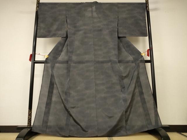 平和屋着物＊夏物 小紋 紗 縞 正絹 逸品 AABC9378jd