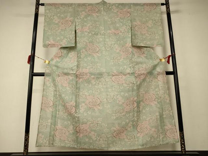 平和屋着物＊夏物 本場大島紬 夏大島 薔薇 正絹 逸品 AABC9379jd