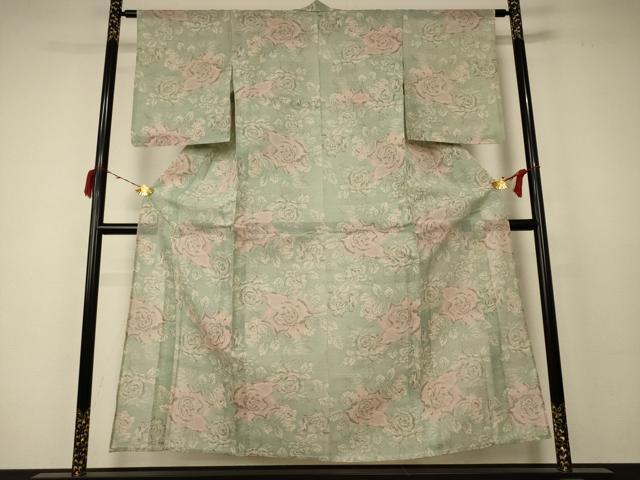 平和屋着物＊夏物 本場大島紬 夏大島 薔薇 正絹 逸品 AABC9379jd