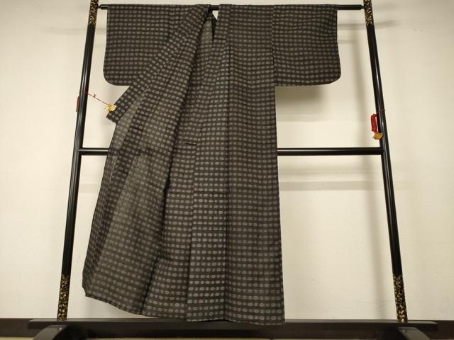 平和屋着物＊夏物 紗紬 絣柄 正絹 逸品 AABC9382jd
