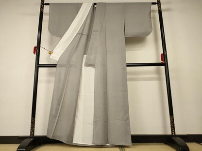 平和屋着物＊夏物 色無地 紗 銀鼠色 正絹 逸品 AABC9384jd