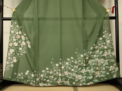 平和屋着物＊夏物 訪問着 絽 草花文 金銀彩 正絹 逸品 AABC9385jd