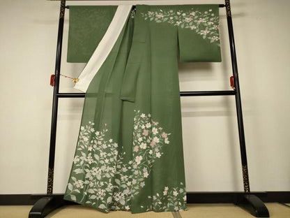 平和屋着物＊夏物 訪問着 絽 草花文 金銀彩 正絹 逸品 AABC9385jd