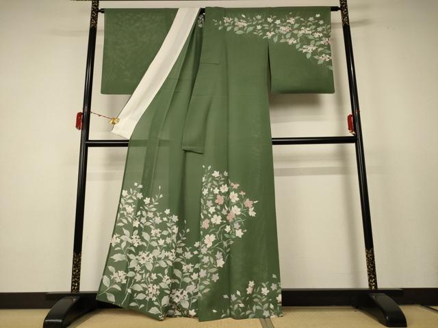 平和屋着物＊夏物 訪問着 絽 草花文 金銀彩 正絹 逸品 AABC9385jd