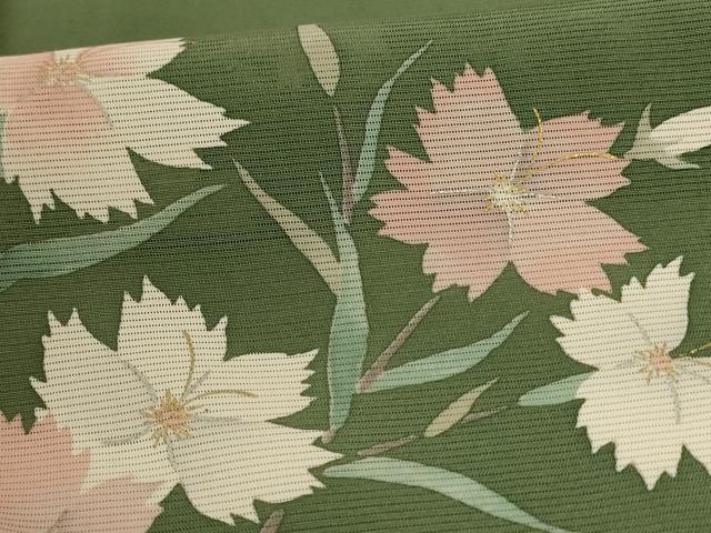 平和屋着物＊夏物 訪問着 絽 草花文 金銀彩 正絹 逸品 AABC9385jd