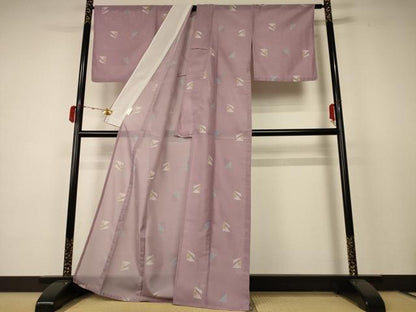 平和屋着物＊夏物 小紋 絽 色紙花文 洗える着物 AABC9386jd