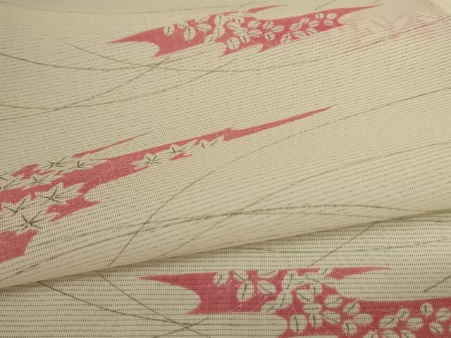 平和屋着物＊夏物 小紋 絽 草葉文 洗える着物 AABC9387jd