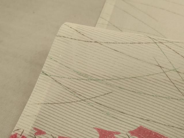 平和屋着物＊夏物 小紋 絽 草葉文 洗える着物 AABC9387jd