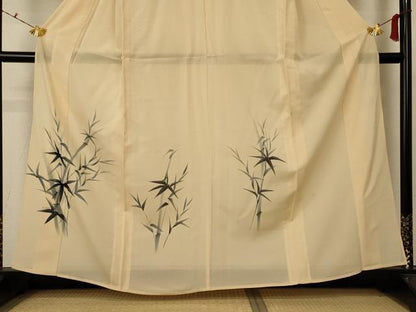平和屋着物＊夏物 訪問着 絽 手描き 笹竹文 正絹 逸品 AABC9388jd