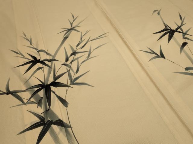 平和屋着物＊夏物 訪問着 絽 手描き 笹竹文 正絹 逸品 AABC9388jd