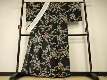 平和屋着物＊夏物 小紋 絽 萩文 正絹 逸品 AABC9391jd