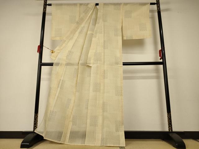 平和屋着物＊夏物 本場大島紬 夏大島 幾何学文様 正絹 逸品 AABC9393jd