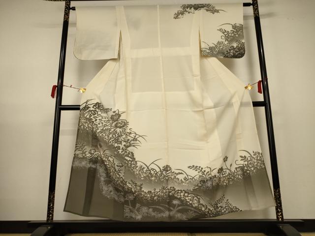 平和屋着物＊夏物 訪問着 絽 草花文 銀彩 正絹 逸品 AABC9401jd