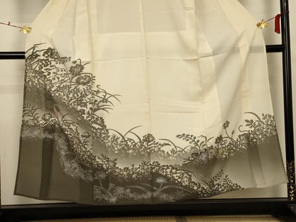 平和屋着物＊夏物 訪問着 絽 草花文 銀彩 正絹 逸品 AABC9401jd