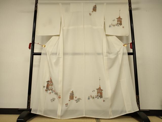 平和屋着物＊夏物 訪問着 絽 手描き 唐子 正絹 逸品 AABC9403jd