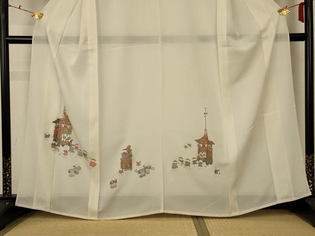 平和屋着物＊夏物 訪問着 絽 手描き 唐子 正絹 逸品 AABC9403jd