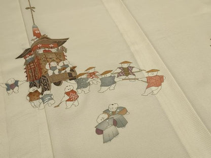 平和屋着物＊夏物 訪問着 絽 手描き 唐子 正絹 逸品 AABC9403jd