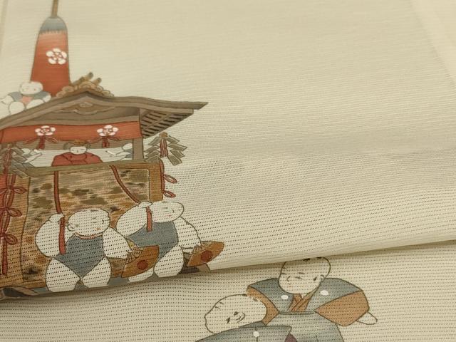平和屋着物＊夏物 訪問着 絽 手描き 唐子 正絹 逸品 AABC9403jd
