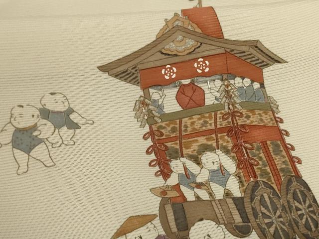 平和屋着物＊夏物 訪問着 絽 手描き 唐子 正絹 逸品 AABC9403jd